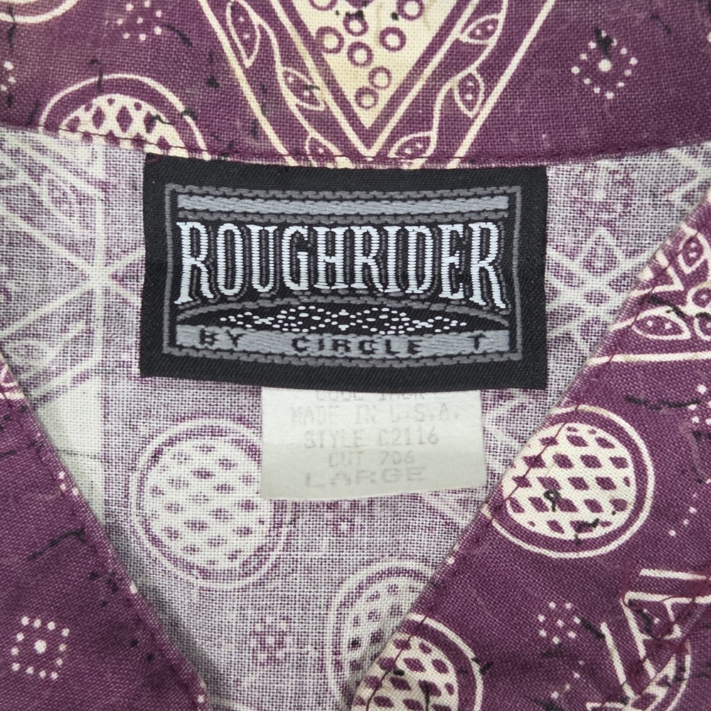 Vintage 90's Roughrider Circle T Womens Corset Tie Back Purple Bandana Sz Large - Picture 2 of 9